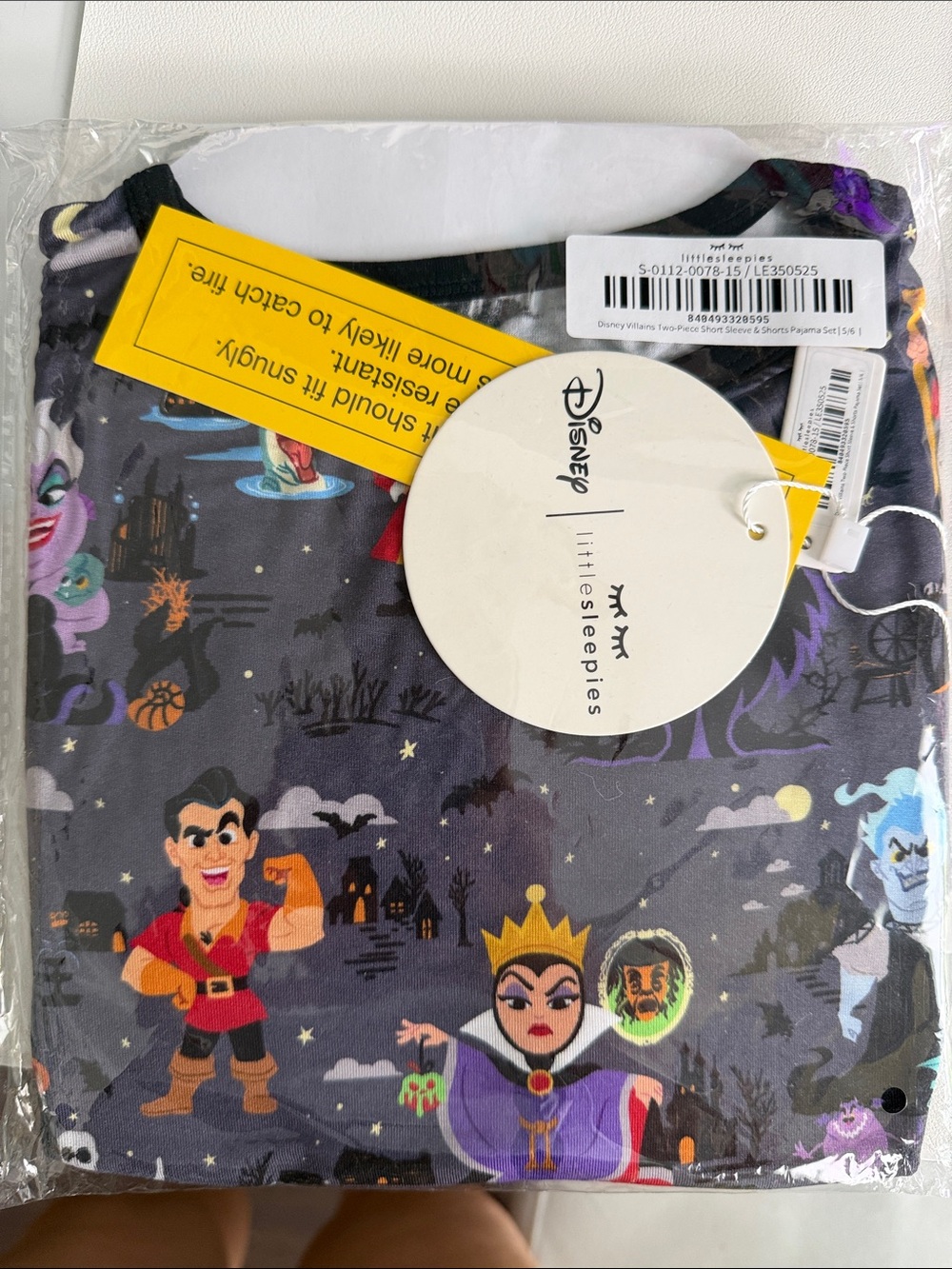 Little Sleepies Disney Kids Villains Pajama Short Set - Black, Purple, Red